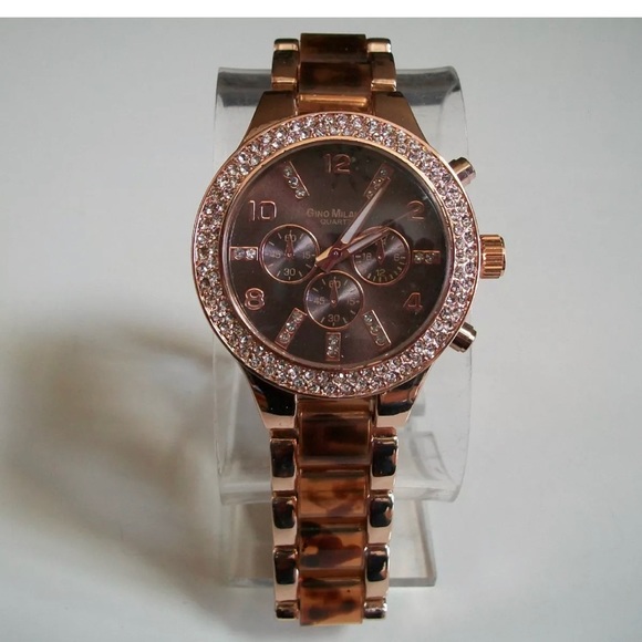 Women’s Tortoise Shell/Rose Gold Fashion Boyfriend Watch - Picture 1 of 3